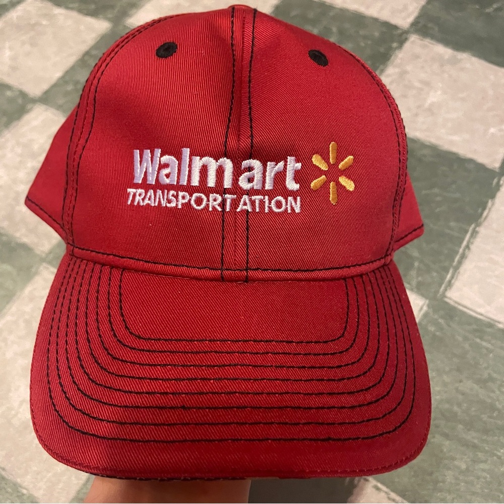 Red Walmart Transportation Cap with Embroidered Logo